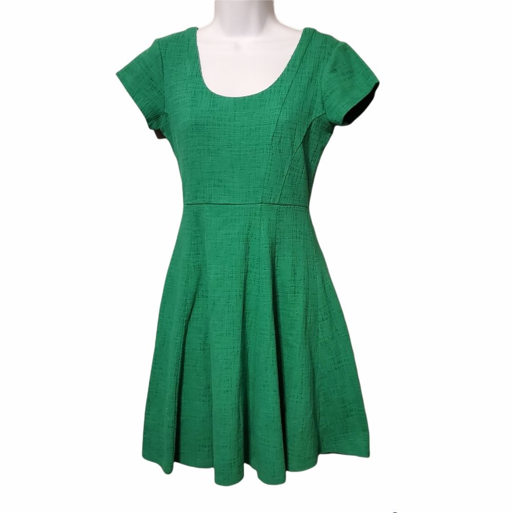 Anthropologie Emerald Green Fit & Flare Mini Dress